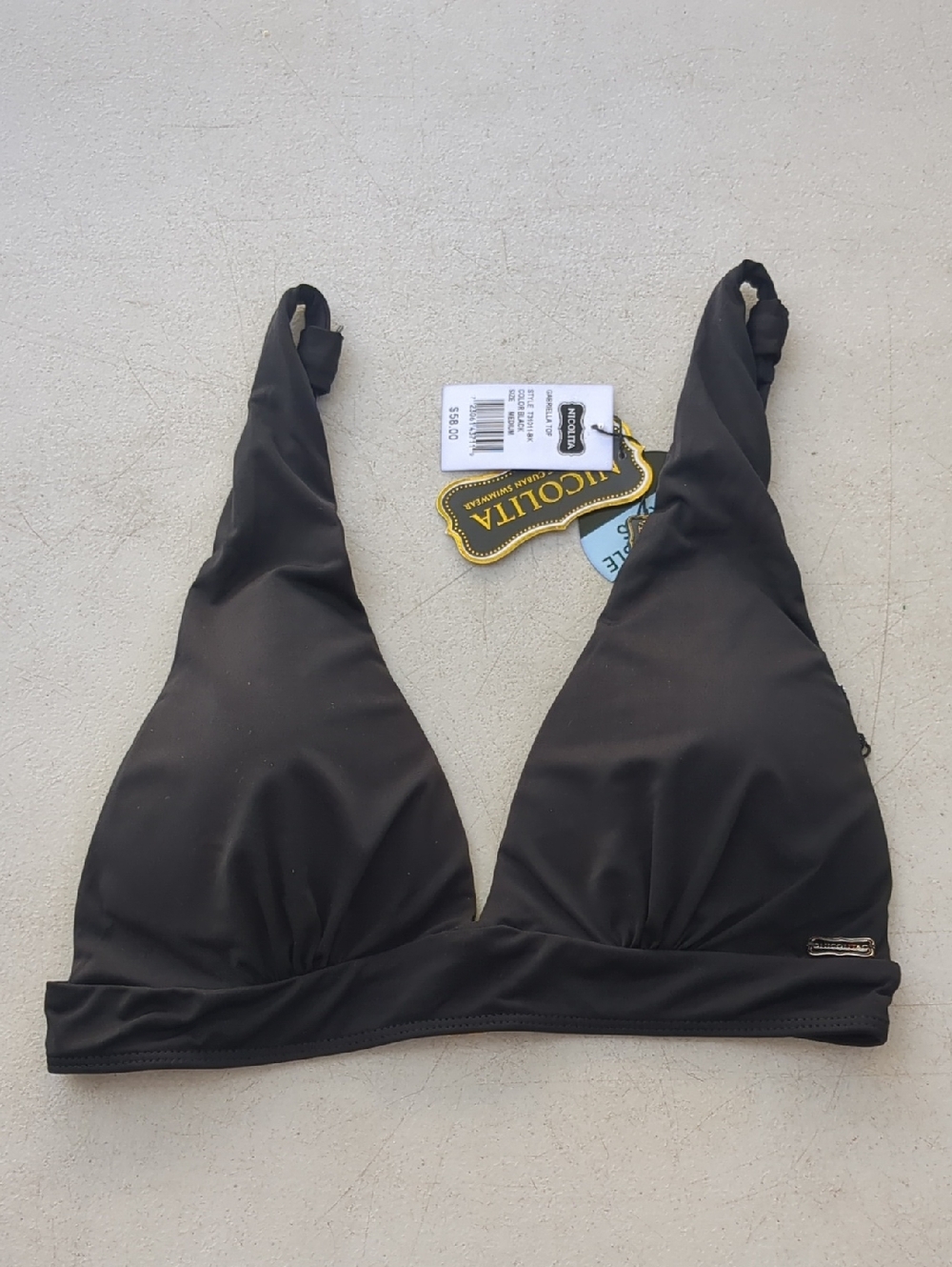 Nicolita Black Triangle Bikini Top